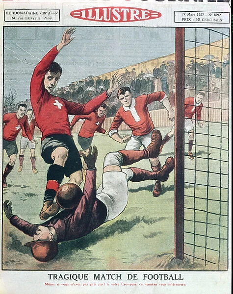 A Tragic Football Match, from Le Petit Journal, 27th March 1927 (colour litho)