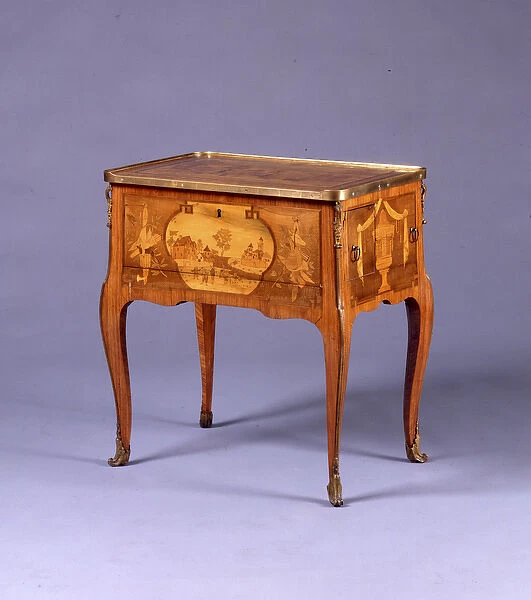 Transitional table a la Bourgogne (ormolu mounted tulipwood & marquetry) (see also 463011