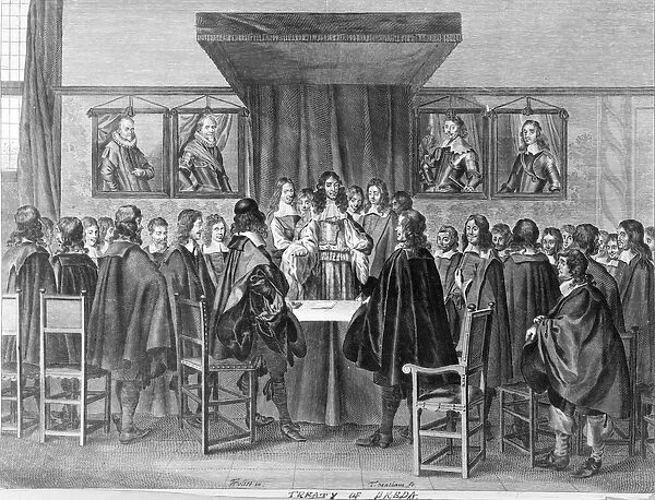 Treaty of Breda, 31st July 1667, engraved by Theodor Matham (c. 1606-76) (engraving)