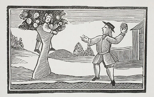 Up into the tree hur gets, illustration from Chap-books of the Eighteenth