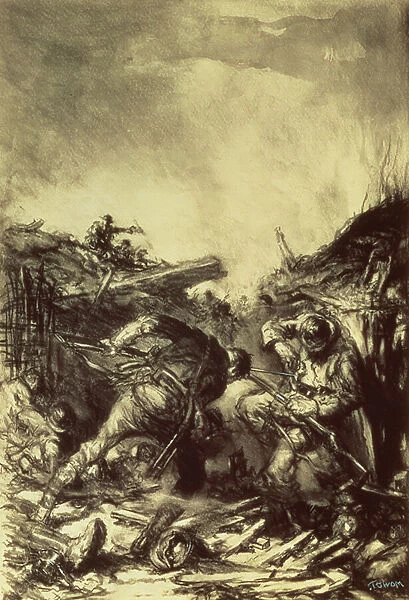 Trench Fight, 1918 (pencil and charcoal on paper)