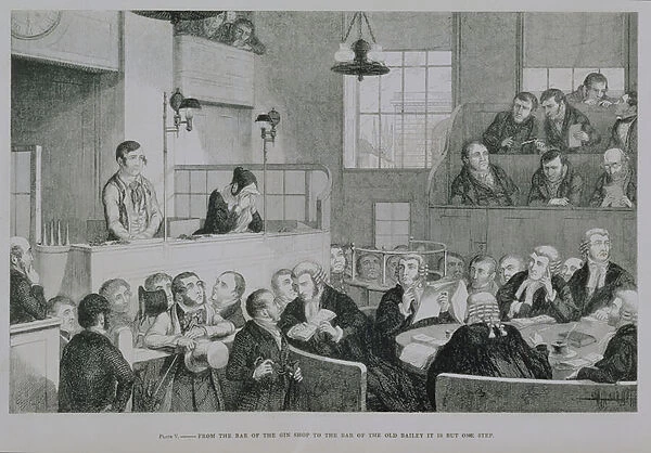 The Trial at the Old Bailey, plate 5 of The Drunkards Children