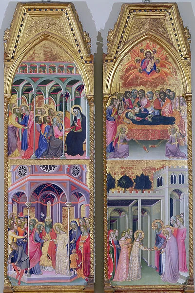 Triptych of the Coronation of the Virgin, left and right panels (oil on panel)