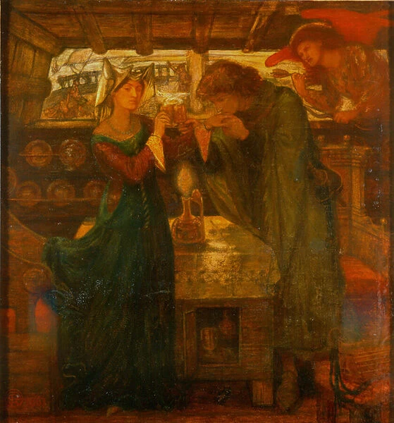 Tristram and Isolde Drinking the Love Potion, 1867 (mixed media)