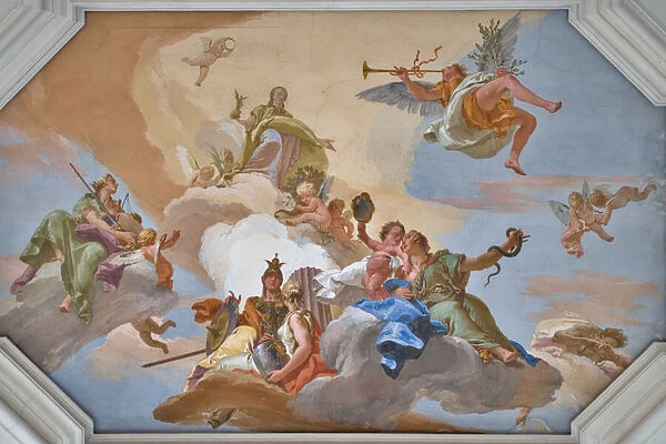 Triumph of Glory announced by Fame standing among the Cardinal Virtues, 1743 (fresco)