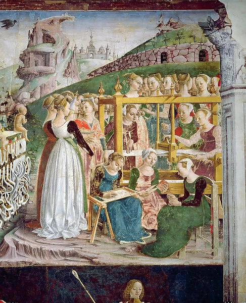 The Triumph of Minerva: March, from the Room of the Months, detail of the weavers, c