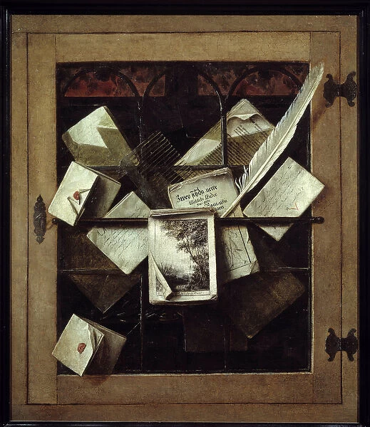 Trompe l oeil to the window. Painting by Cornelis Gysbrechts (17th century) Ec. Holl