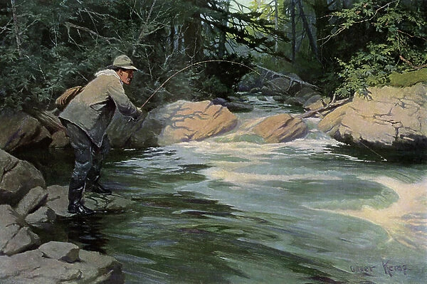 Trout fisherman in the North Woods, circa 1900