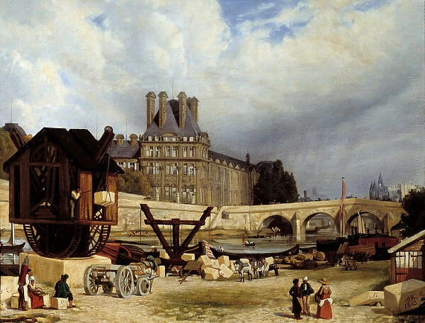 The Tuileries and the Royal Bridge. Painting by Arthur Henry Roberts (1819-1900), 1843
