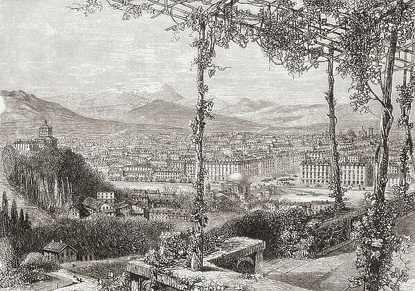 Turin, Italy in the late 19th century. From Italian Pictures by Rev. Samuel Manning, published c.1890