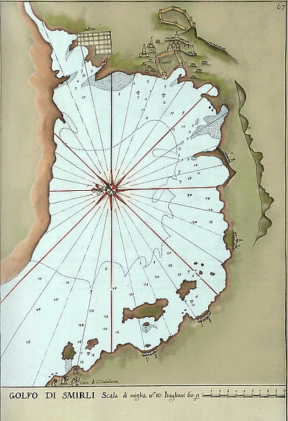 Turkey: Map of the Gulf of Smyrna (or Izmir) by Antonio Borg, 1760