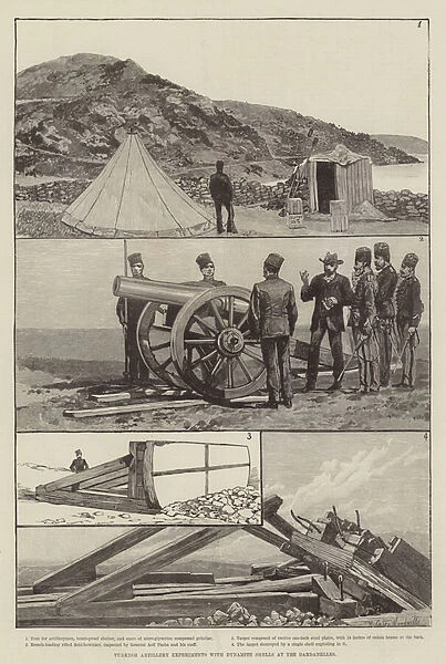 Turkish Artillery Experiments with Dynamite Shells at the Dardanelles (engraving)