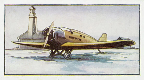 Types of Aeroplane: Junker Aeroplane the 'Bremen' (colour litho)