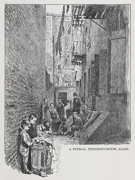 A Typical Tenement-House Alley (litho)