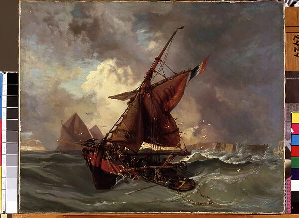 'Un navire dans la tempete'(Ships at stormy sea) Peinture d Eugene Delacroix (1798-1863) 19eme siecle Musee des Beaux Arts de Mikalojus Konstantinas Ciurlionis, Kaunas, Lituanie