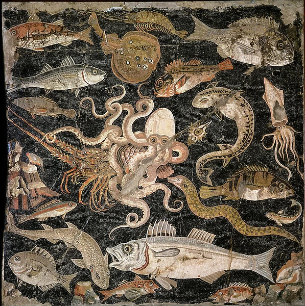 Undersea creatures, copy of a Hellenistic original (mosaic)