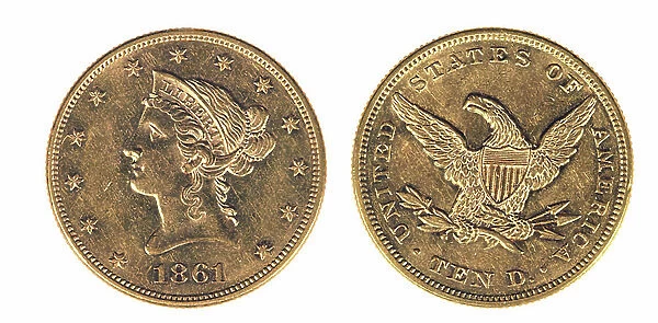 United States Ten Dollar Gold piece dated 1861
