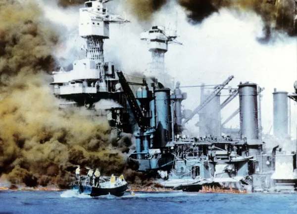 USS West Virginia and USS Tennessee Damaged in the Japanese