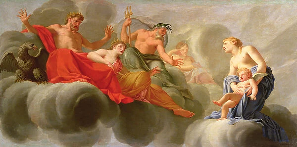 Venus Presenting Cupid to Jupiter (oil on panel)