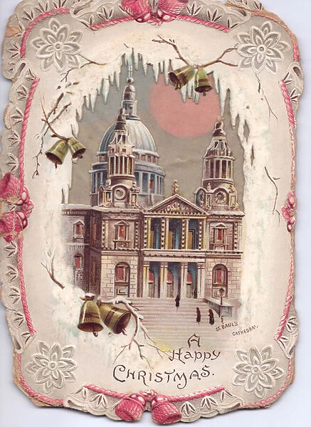 A Victorian hold-to-light Christmas Card of St Pauls Cathedral