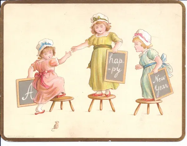 A Victorian New Year Card Print, Art Prints, Posters