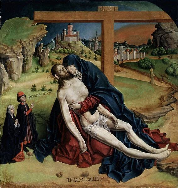 Vierge de pitie - (Pieta) Peinture de Fernando Gallego (vers 1440-1507) 1470 Dim. 1, 25x1, 09 m Madrid, musee du Prado