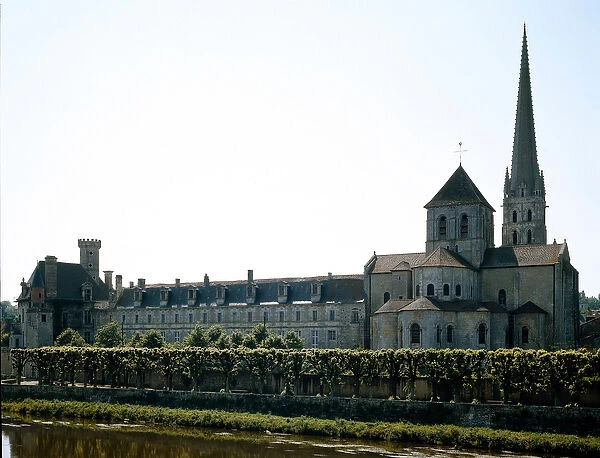 View of the abbey of Saint-Savin-sur-Gartempe, 11th century (photography)
