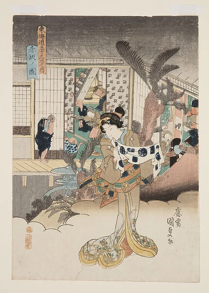 View of Akasaka (Akasaka no zu) (colour woodblock print)