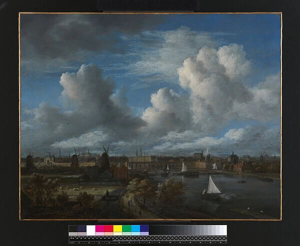View on the Amstel looking towards Amsterdam, c. 1675-70 (oil on canvas)
