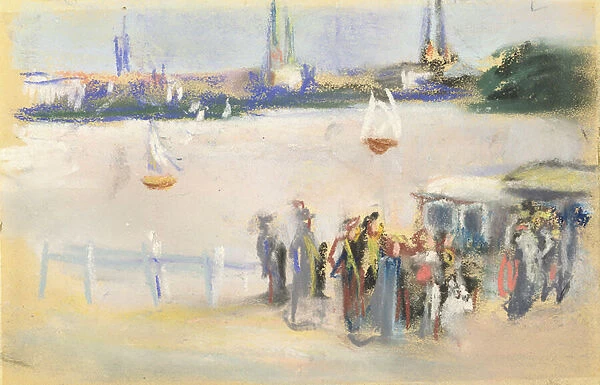 View of the Aussenalster, 1909 (pastel on paper)