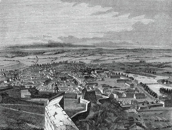 View of Besancon, France, from citadel, engraving, 19th century