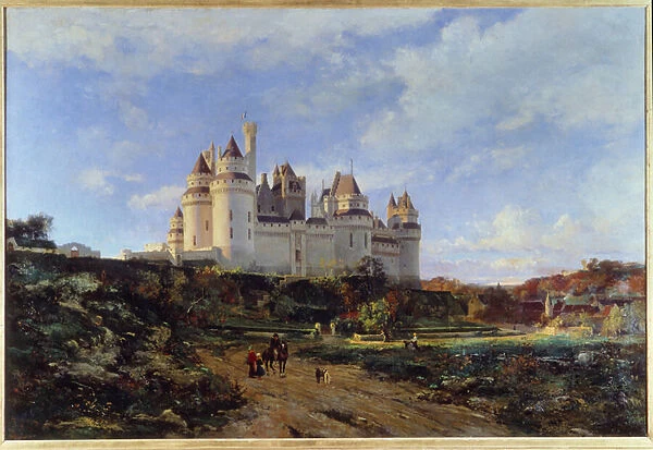 View of the castle of Pierrefonds in the Oise Painting by Emmanuel Lansyer (1835-1893
