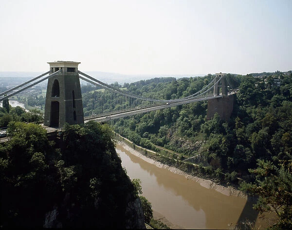 View of the Clifton Suspension Bridge on the Avon River, c. 1830 (photography)