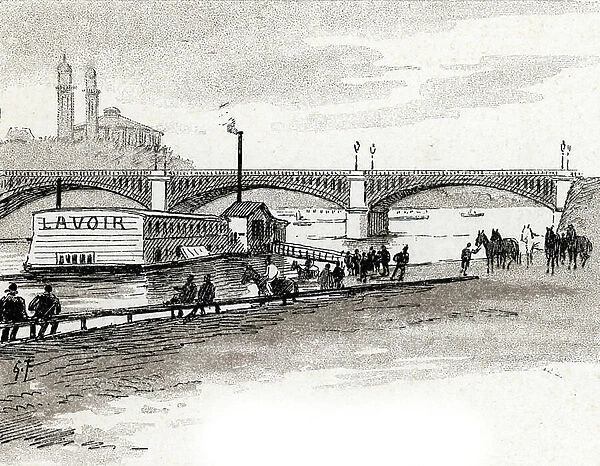 View of the Grenelle Bridge in Paris Drawing by Gustave Fraipont (1849-1923) from Saint-Juirs, 1890 Private collection