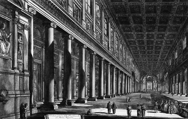 View of the interior of Santa Maria Maggiore, from the Views of Rome series, c