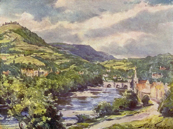 View of Llangollen (colour litho)