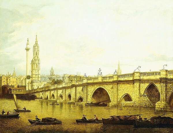 A View of London Bridge, (oil on canvas)