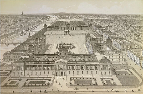 View of the Louvre and the Tuileries, c. 1850 (litho)