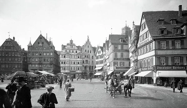 View of the Marktplatz (Marche Square) in Stuttgart, Germany 1909