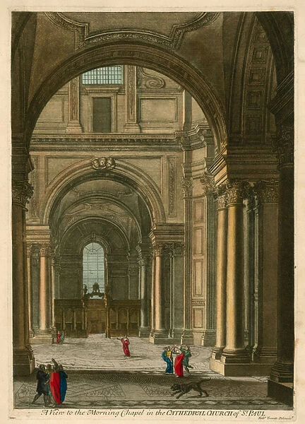 A view to the Morning Chapel in the Cathedral Church of St Paul, London (coloured engraving)