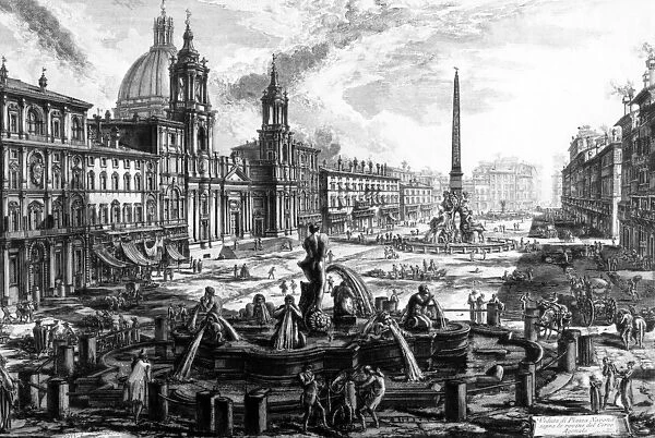 View of the Piazza Navona, from the Views of Rome series, c. 1760 (etching)