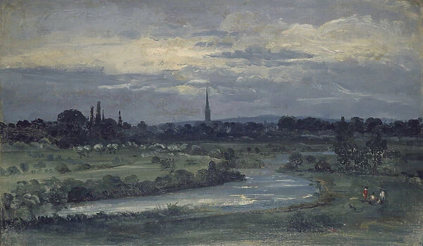 View from Pugins House near Salisbury (oil on millboard, mounted as a drawing)