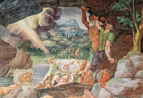 View of the Room of Giants (southern wall), detail with the lighting (fresco)