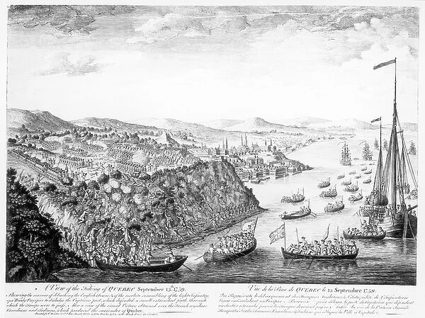 A View of the Taking of Quebec, September 13th 1759 (engraving) (b&w photo)