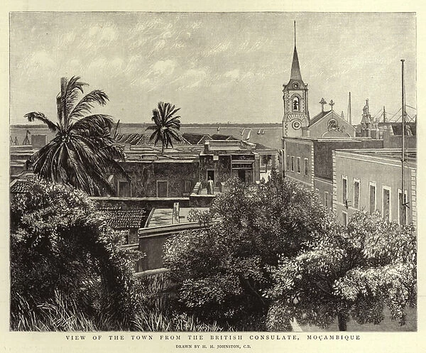 View of the Town from the British Consulate, Mocambique (engraving)