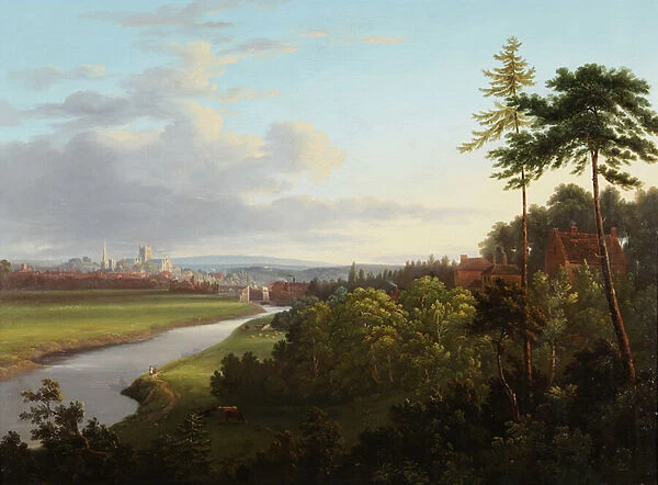 View of Worcester from Henwick (oil on canvas)