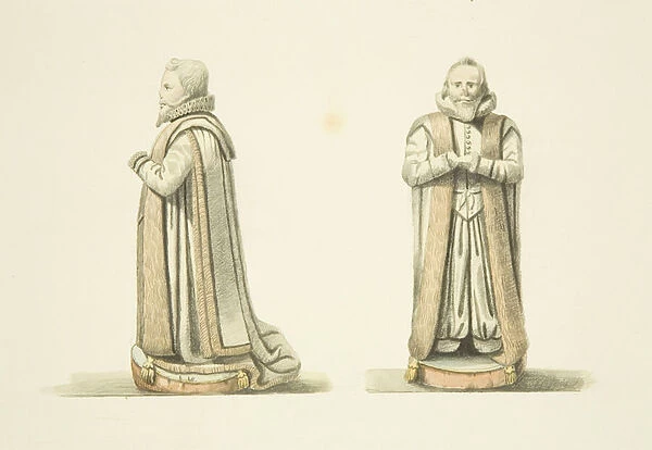 Two views of the effigy of William Swift (w  /  c on paper)
