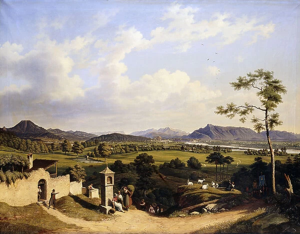 Views of Salzburg; Blick auf Salzburg, 1847 (oil on canvas)