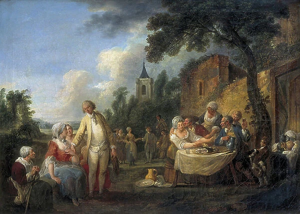 The village festival, 18th century (oil on canvas)