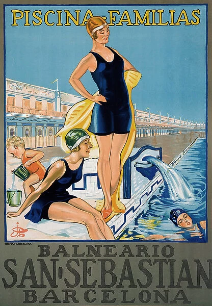 Vintage Barcelona Spa Resort Poster, 1925 (colour litho)